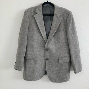 Vintage Bellamin 100% Wool Blazer Jacket Academia Tweed Gray Minimalist Mens 42R